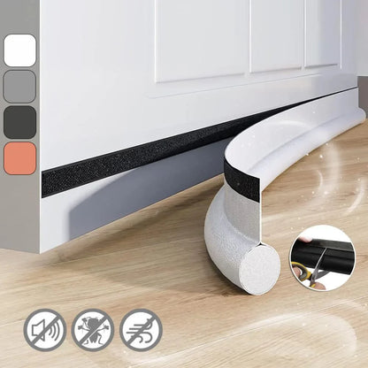 White and black door draft stoppers with textured flexible design for sound-proof door strip gap blocker and seal strip