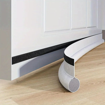 White and black door draft stoppers with textured grip surface for adjustable sound-proof door strip gap blocker foam seal