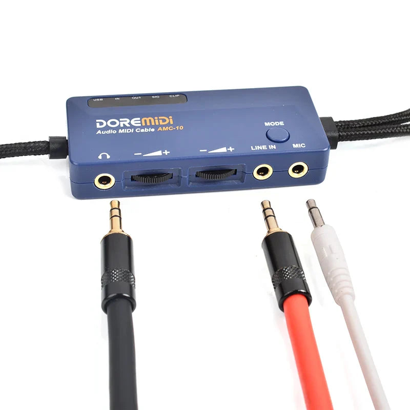 Blue doremidi audio midi cable amc-10 with gold-plated jacks and black braided cable for usb amc-10 converter use
