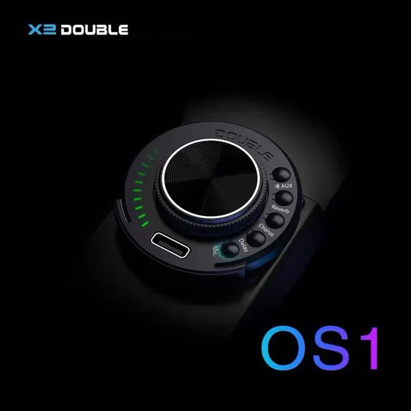 Black circular double os1 acoustic guitar pickup chorus delay reverb effects controller with microphone digital control