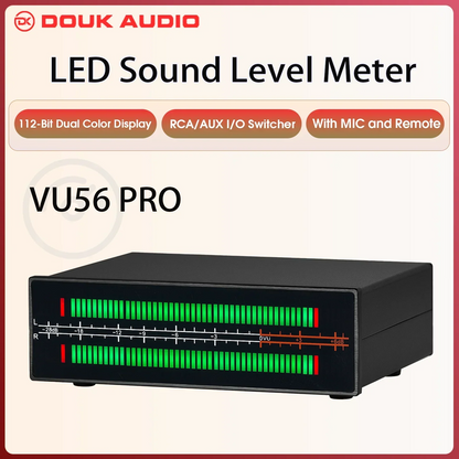 Black douk audio vu56 pro peak programme meter with dual-color green and red led sound level display for audio monitoring