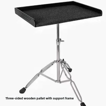 Black textured drum throne with chrome adjustable stand ideal for drum kit paddle and paddle tray percussion setups