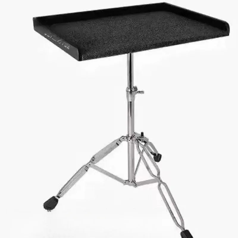 Black textured drum throne with chrome stand and rubber feet for drum kit paddle and stand paddle table use