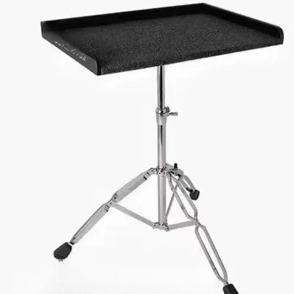 Black textured drum throne with chrome stand and rubber feet for drum kit paddle and stand paddle table use