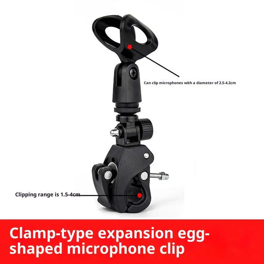 Black clamp-type expansion egg-shaped microphone crab clamp with adjustable joints for mic stand&drum rim thread mic clip