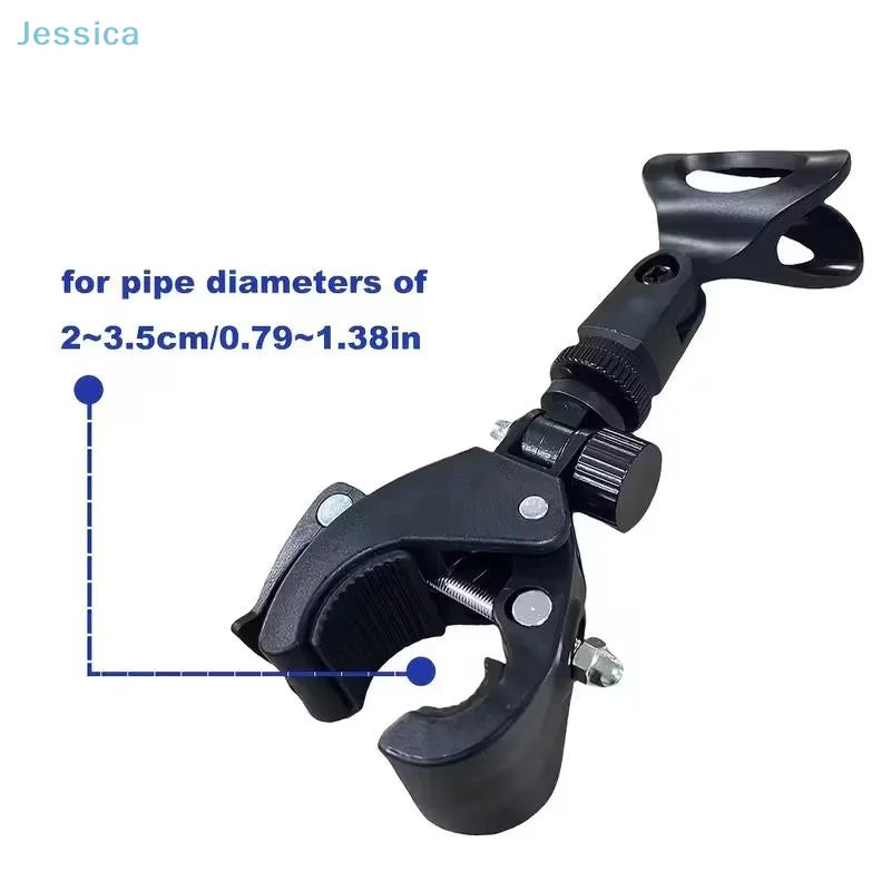 Black adjustable microphone crab clamp with screw mechanism for mic stand and drum rim thread mic clip mount
