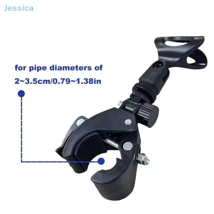 Black adjustable microphone crab clamp with screw mechanism for mic stand and drum rim thread mic clip mount