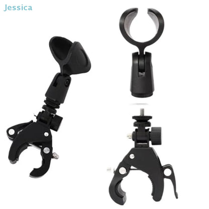 Black adjustable microphone crab clamp with c-shaped design and screw thread mic clip for mic stand and drum rim use
