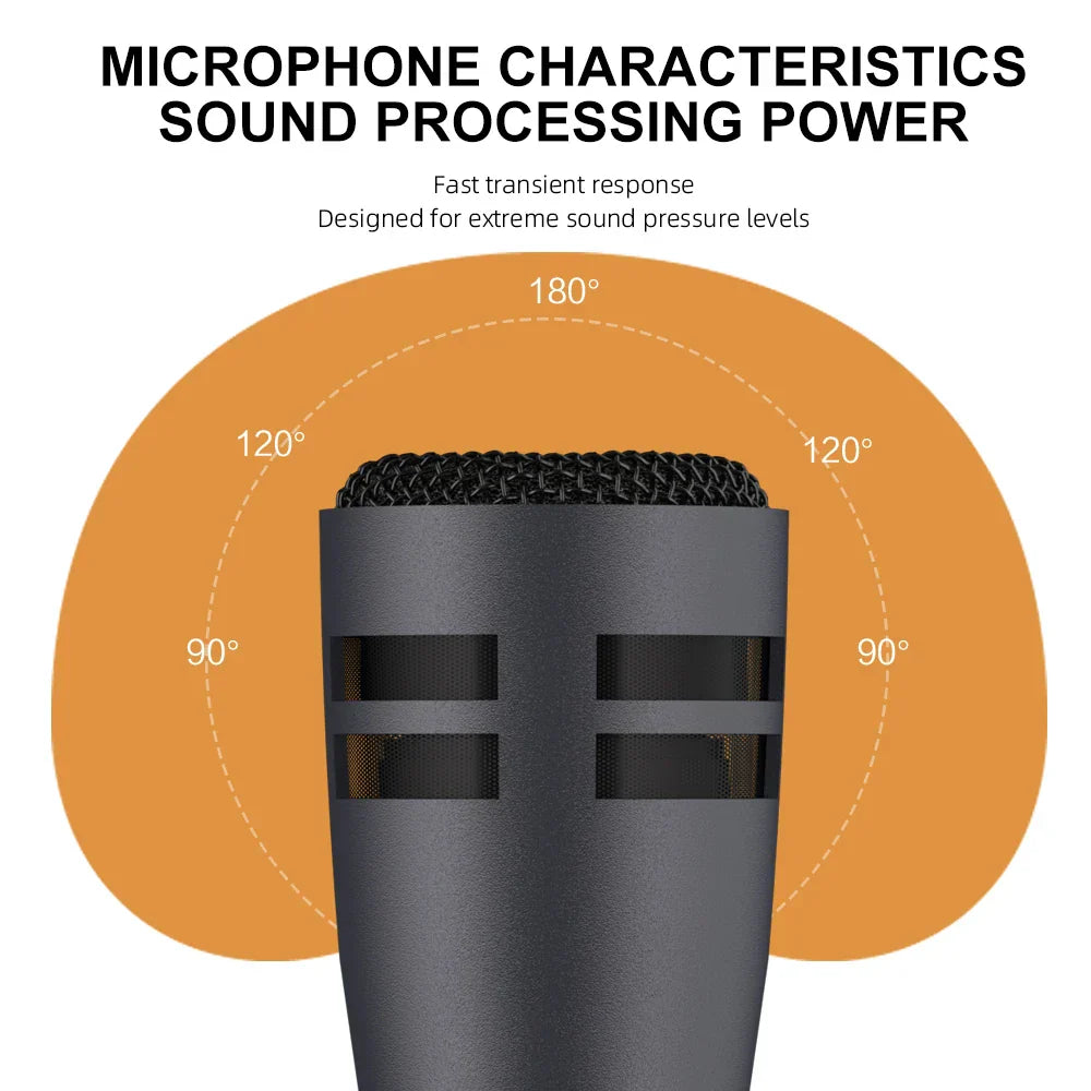 Black e604 tom snare cardioid instrument wired microphone with mesh grille and clip arm mount for professional recording