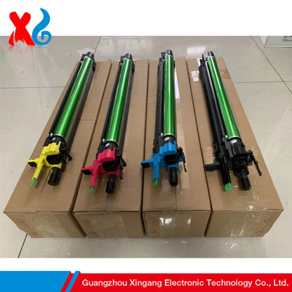 Four remanufactured green drum units with yellow magenta cyan and black handles for toshiba 2550c 2555c 3055c printers