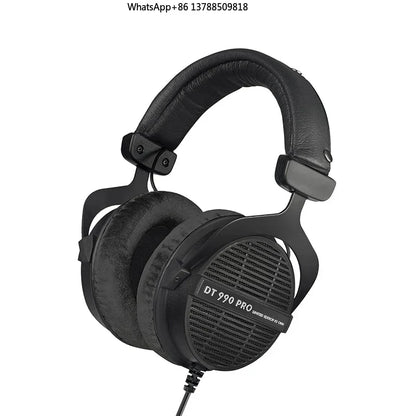 Black matte dt 990 pro open-back studio headphones with padded earcups for audiophile grade mixing recording music
