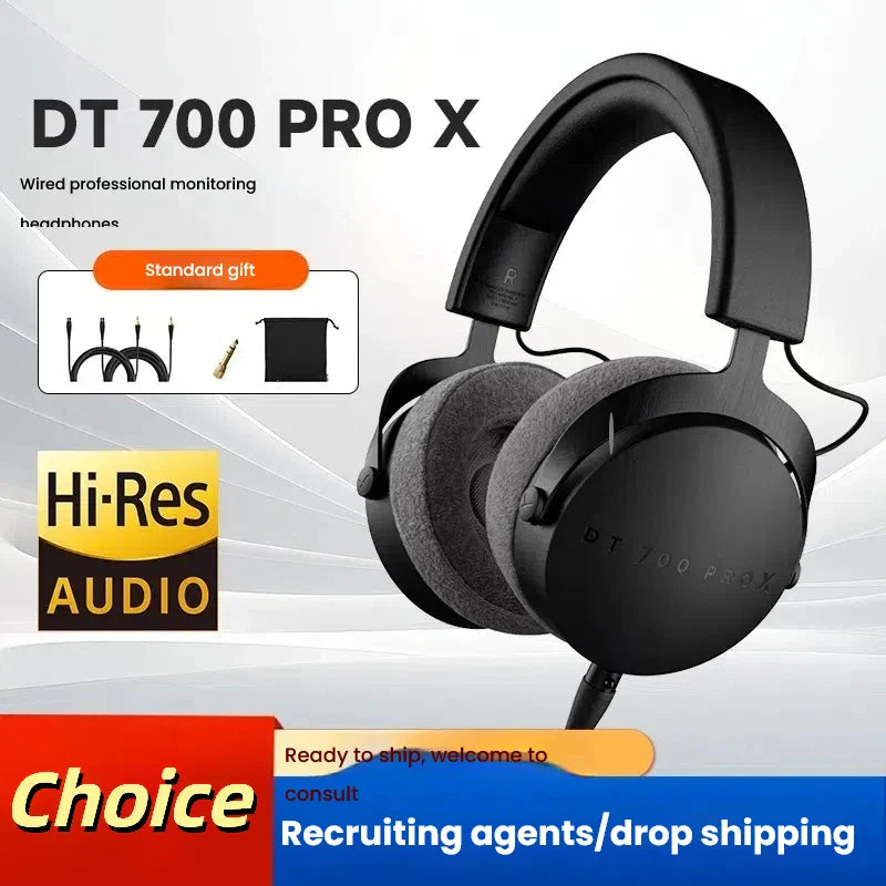 Black dt 700 pro x wired professional recording headset with padded earcups for esports computer game monitoring