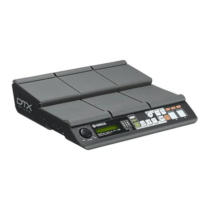 Black yamaha dtx multi pad electronic drum set with eight gray pads and a control panel featuring responsive touch sensitivity
