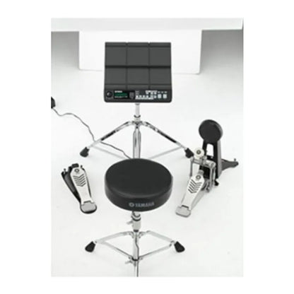 Black yamaha dtx multi pad electronic drum pad with production black durable design and responsive touch sensitivity on silver stand