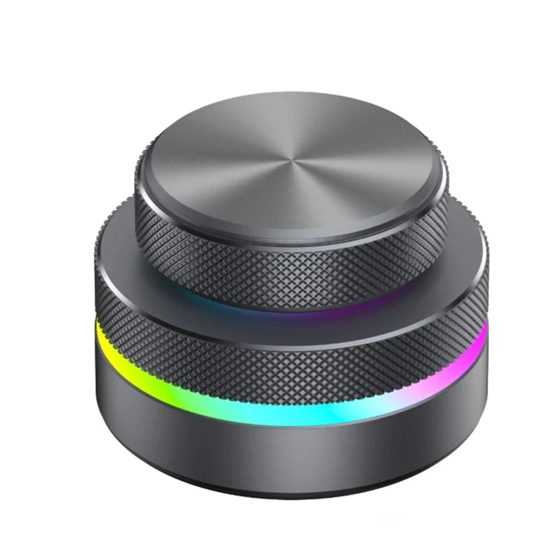 Black dual knob keyboard aluminum alloy cylindrical rgb lighted volume knob with textured grip and brushed metal top