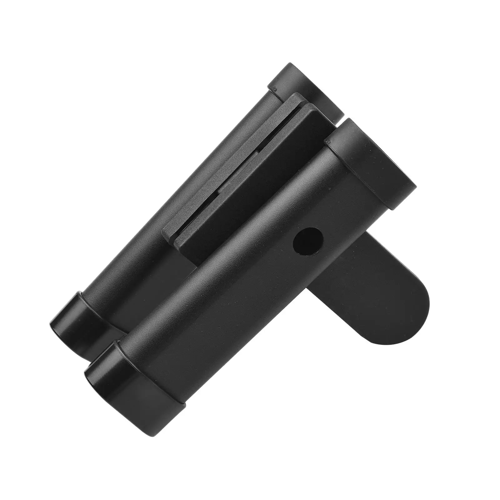Black plastic drumstick holder with matte finish and dual-loop drumstick clamp for cymbal stand attachment