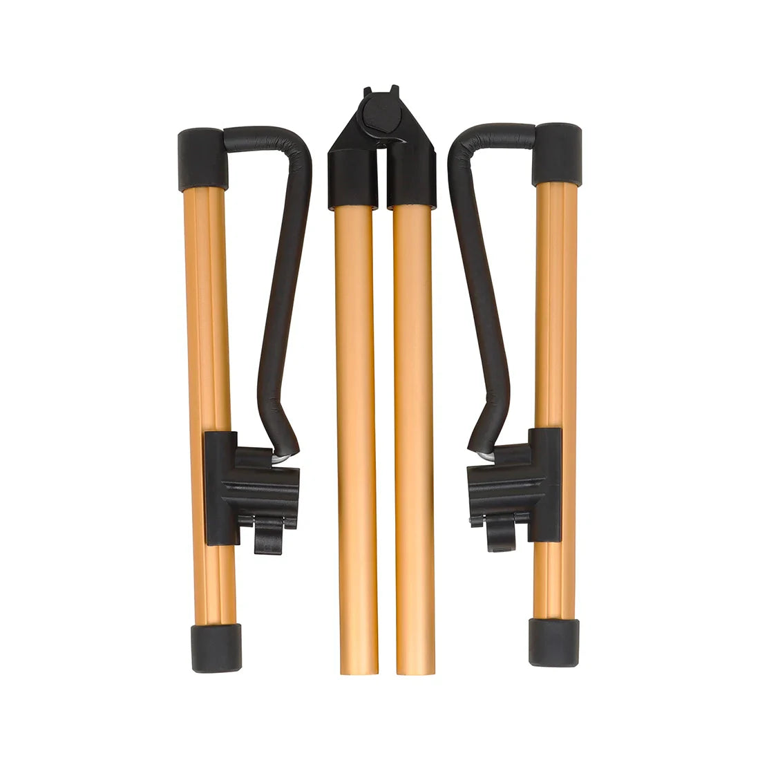 Durable guitar floor stand with gold-colored aluminum and black plastic joints for instruments stringed music bracket display rack