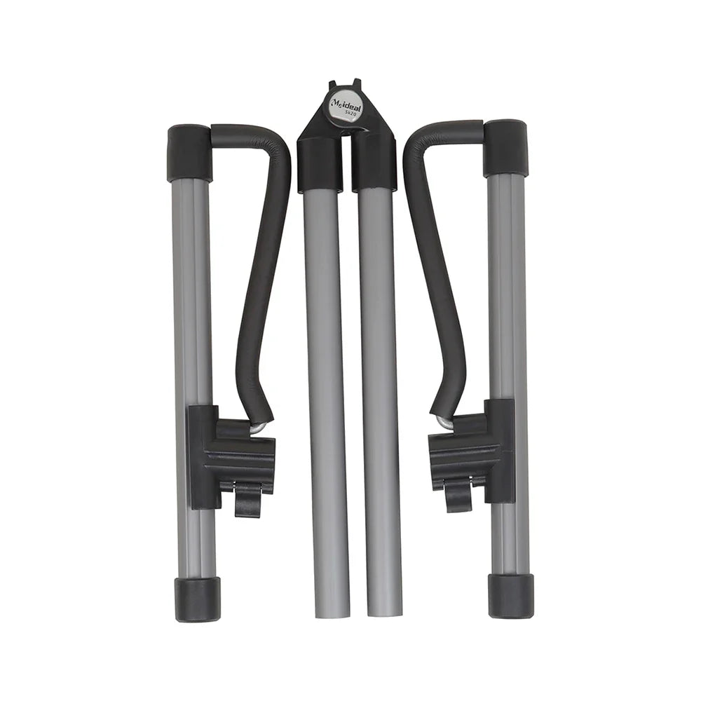 Black and silver foldable bicycle lock with sturdy metal frame and rubberized grips for durable guitar floor bracket display rack