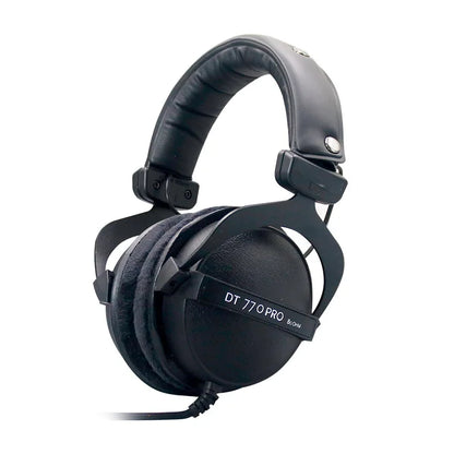 Black dynamic dt770 pro 80ohm over-ear headphones with padded headband for studio recording mixing and high-fidelity sound