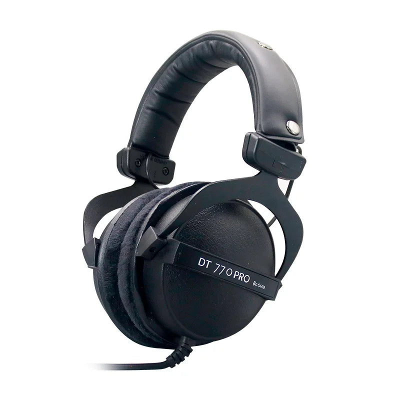 Black dynamic dt770 pro 80ohm over-ear studio recording mixing headphones with padded headband and matte finish