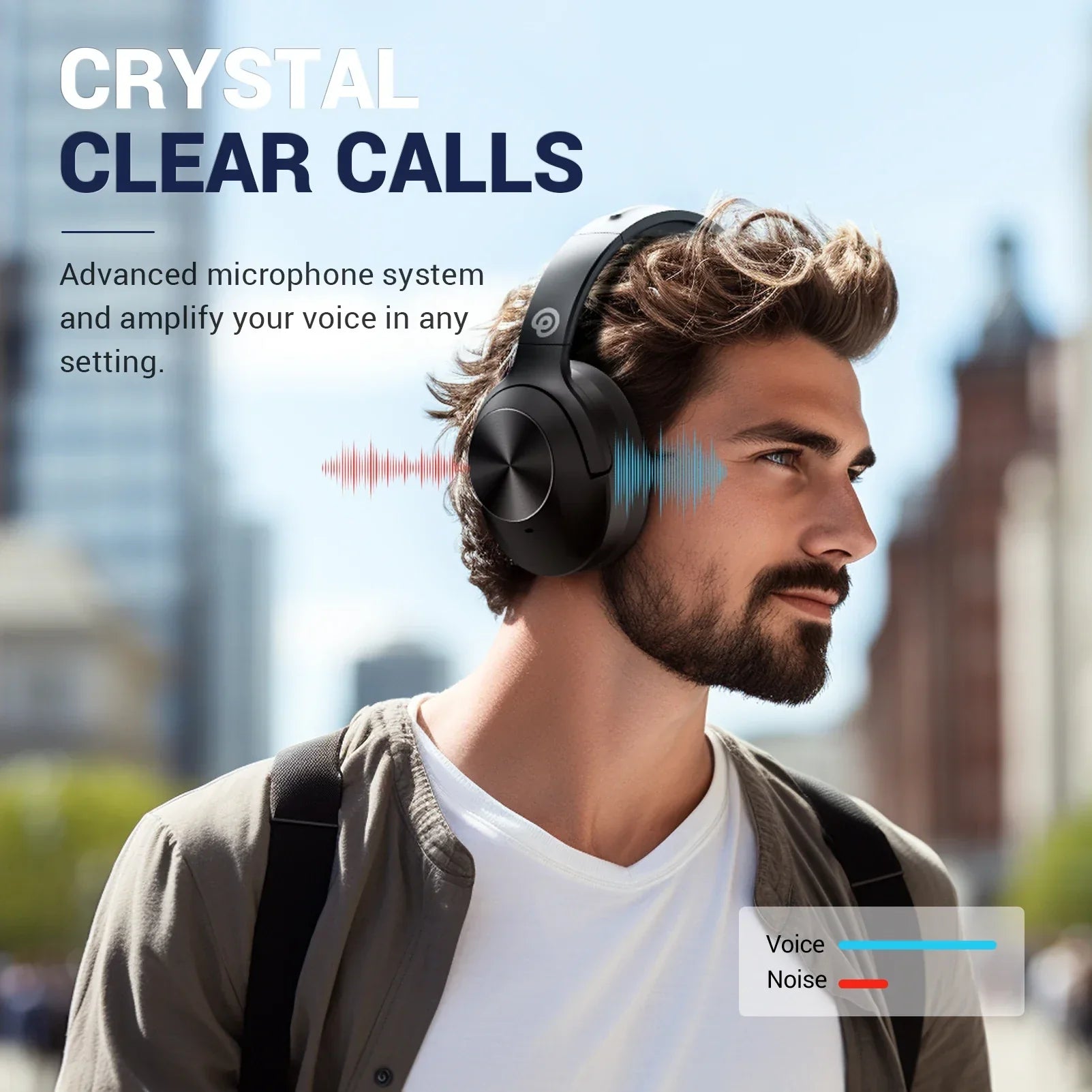 Black e11 hybrid anc over-ear noise cancelling earphones with sleek design and advanced microphone for clear calls deep bass headset