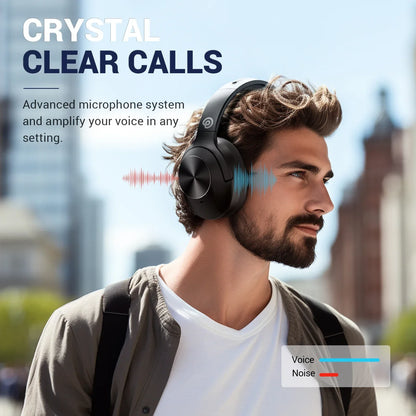 Black e11 hybrid anc over-ear noise cancelling earphones with sleek design and advanced microphone for clear calls deep bass headset