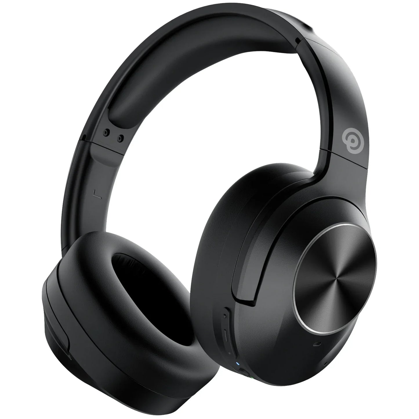 Black e11 hybrid anc noise cancelling earphones with over-ear wireless design and metallic accent for deep bass headset
