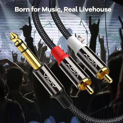 RCA To 6.35mm Audio Cable Heavy Duty 1/4 Inch TRS Jack To 2RCA Stereo Y Splitter Adapter Cable for Speaker AV Receiver Amplifier