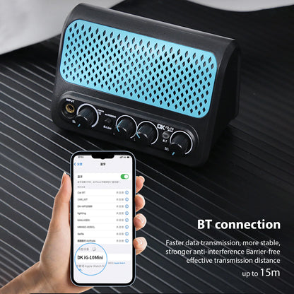 DK 10W Small Electric Guitar Amp Clean Overdrive 2 Channel Reverb Effect Guitar Practice Speaker Plug and Play BT/Headphone