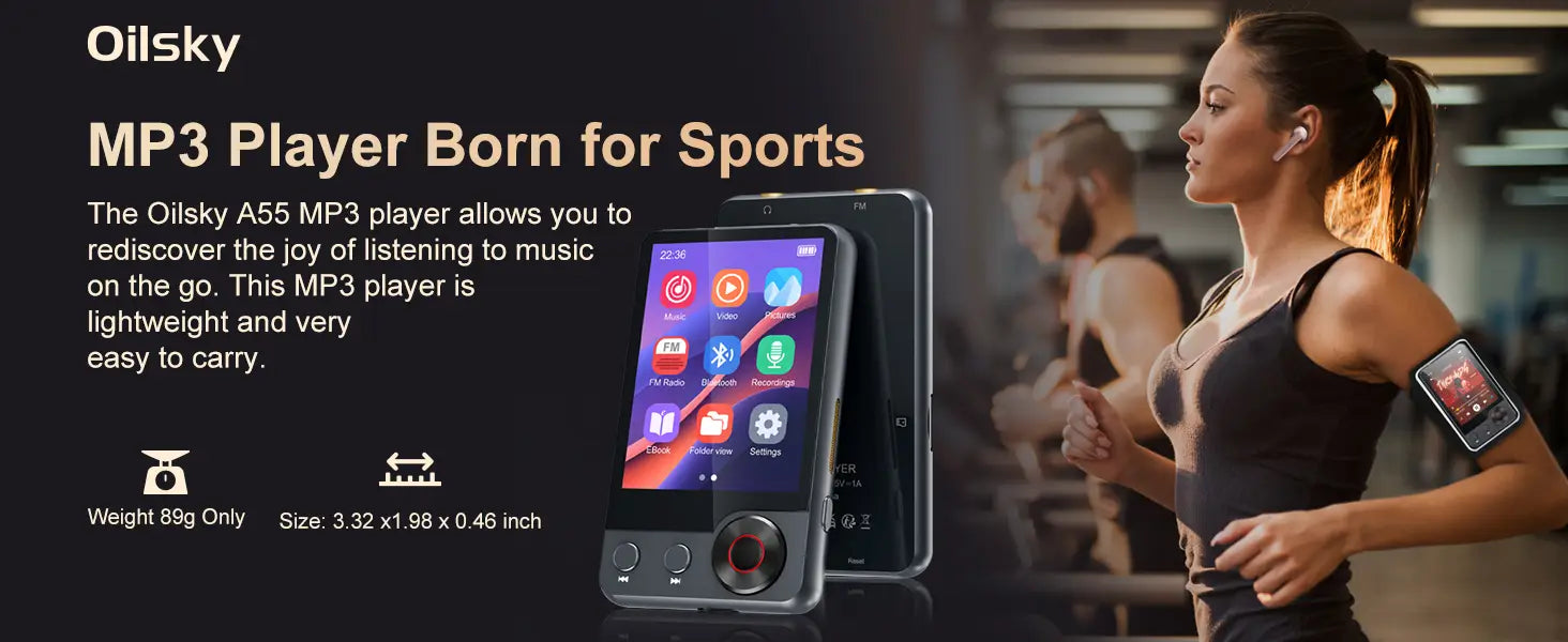128GB MP3 player (with Bluetooth 5.3) 2.4’ portable full touchscreen music player (with speakers and Micro SD card slot)