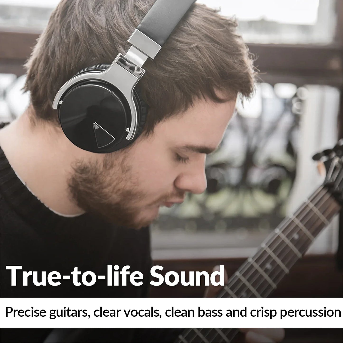 E7 ANC wireless noise cancelling black and silver over-ear headphones with a sleek modern design for premium audio