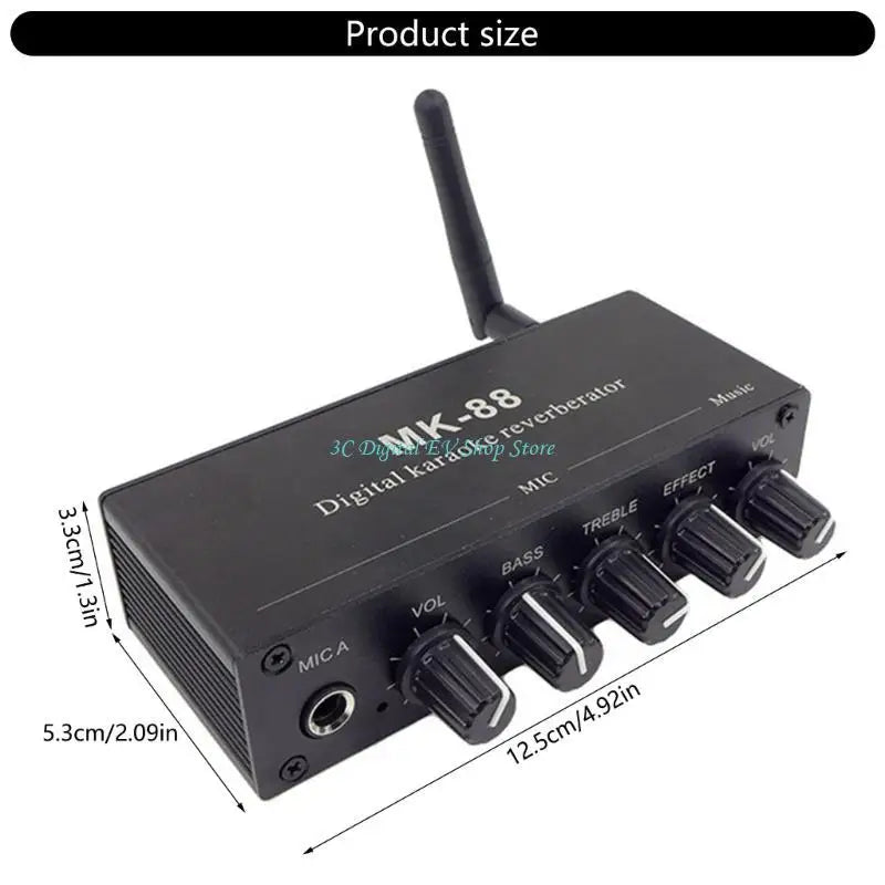 Black rectangular e74d mk88 karaoke preamp reverberator with five knobs and antenna for reverberator decoding easy use