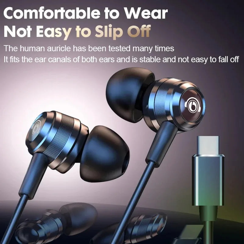 Eardeco hifi wired headphones surround in black and silver with metallic finish wire noise reduction and circular logo