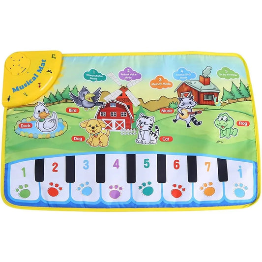 Early education musical piano mat with bright farm-themed design and numbered keys for music electronic organ floor keyboard dance use
