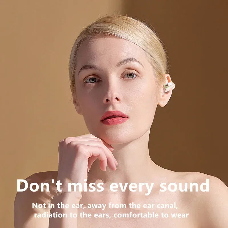 White earphone clip wireless bone conduction headset with sleek design and metallic accents high quality tws earbuds
