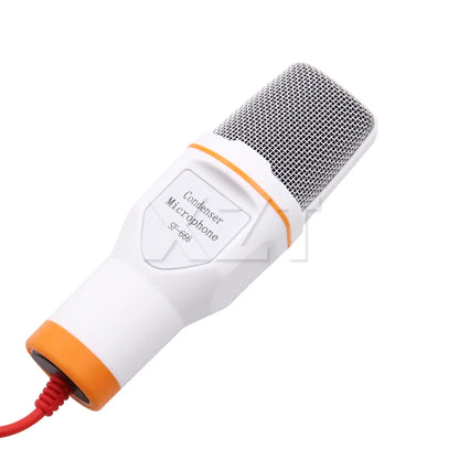 3.5mm Audio Wired Stereo Condenser Microphone With Holder Stand Clip For PC Chatting Singing Karaoke Laptop