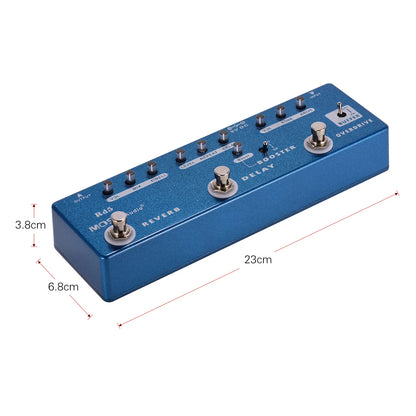 MOSKYAudio RD5 5-in-1 Guitar Multi-Effects Pedal Reverb + Delay + Booster + Overdrive + Buffer Full Metal Shell with True Bypass