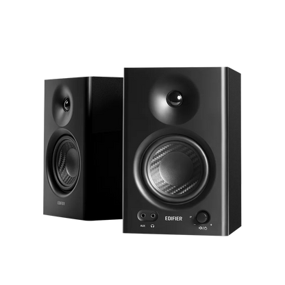 Black edifier mr4 powerful studio monitor speakers with carbon fiber woofers for deep bass home audio system