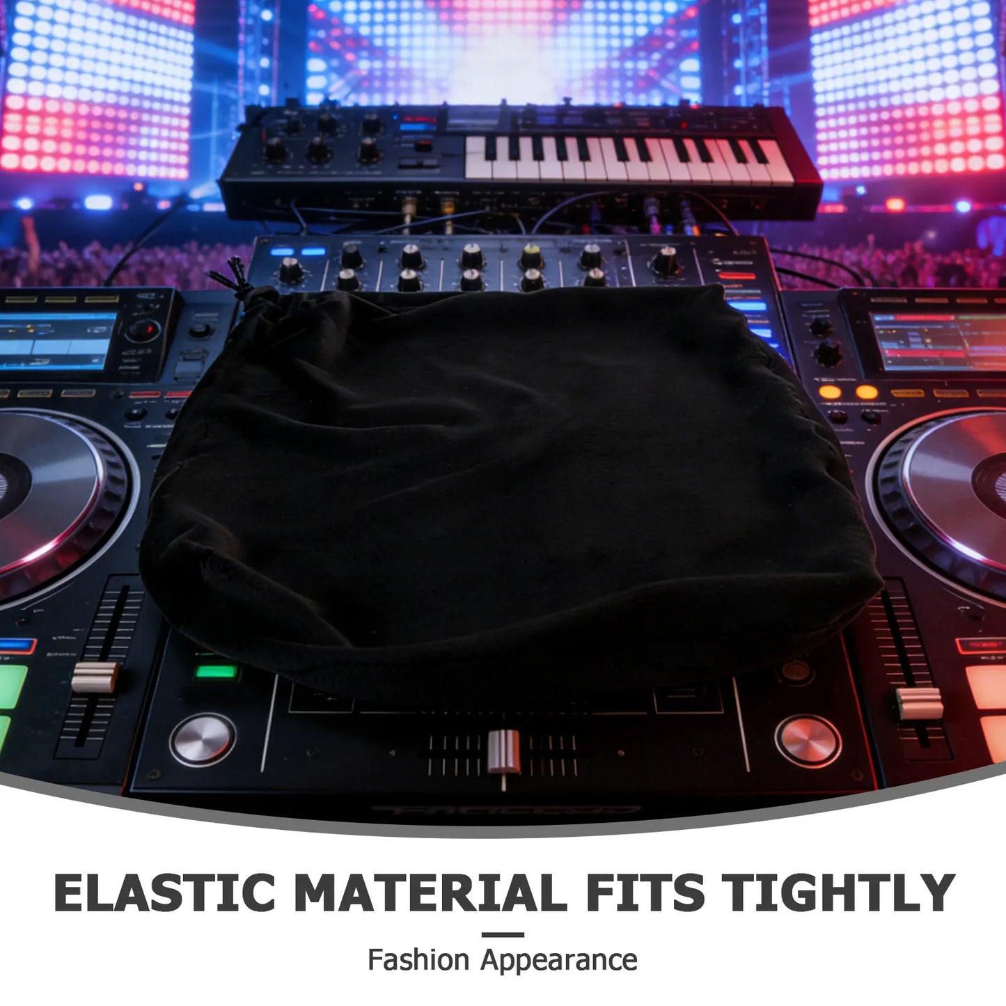 Black velvet elastic dust cover for dj console with stretchy protective mixer dustproof cover for studio sound equipment