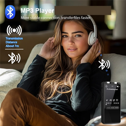 White over-ear wireless headphones with sleek modern design used with elect-mp3 digital sound recorder pen dictaphone mic denoise