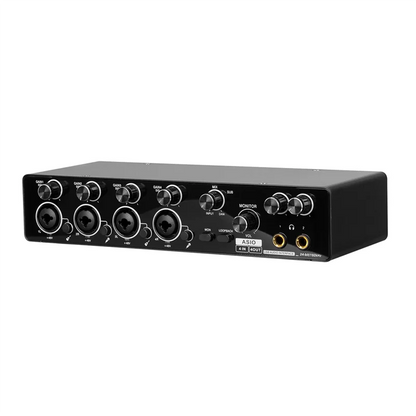 Black asio 4-in-6-out usb audio interface sound card with support mic preamplifier for studio and live recording