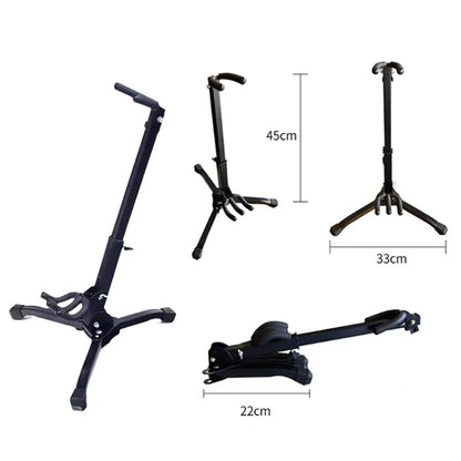 Black metal electric blowpipe stand with folding adjustable height and tripod base for protection instrument accessories