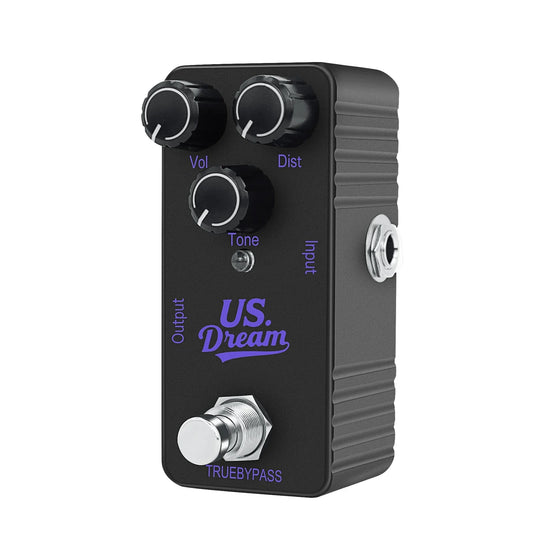 Black us dream effects pedal mini featuring crunch distortion classic with three knobs and digital delay true bypass switch
