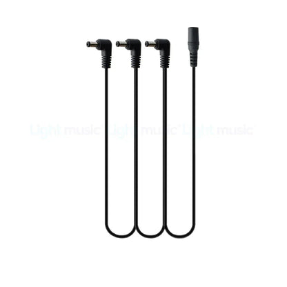 Set of three black angled power adapter cables with textured connectors for electric guitar pedal with aluminum alloy casing and true bypass design