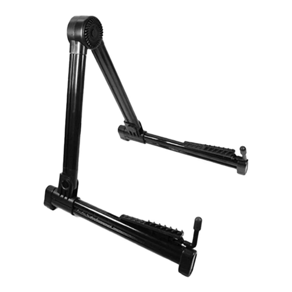 Black foldable guitar bracket with textured grips and adjustment knob tripod instrument stand for ukulele violin mandolin