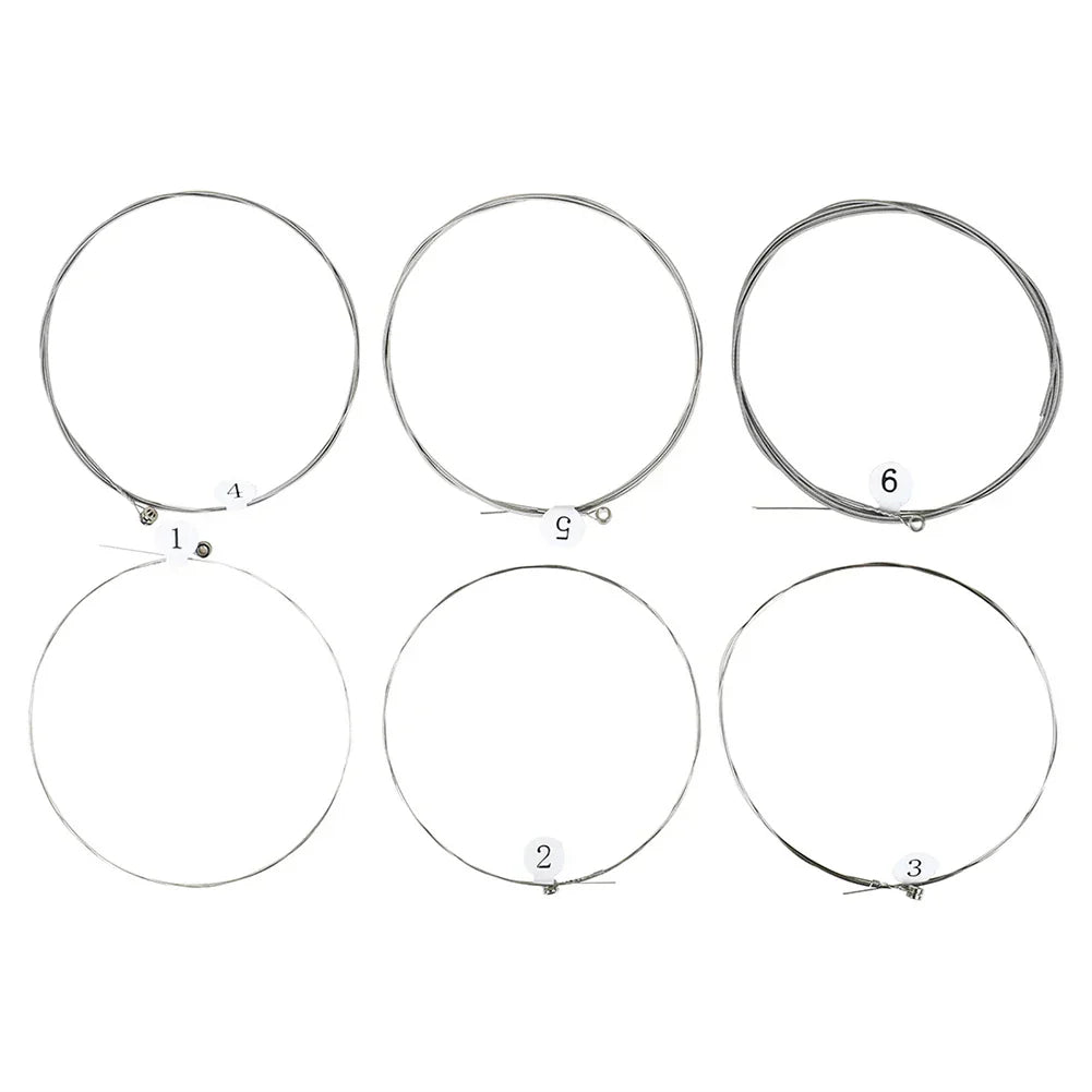 Silver-colored nickel alloy electric guitar strings with small clasps for musical instruments accessories use