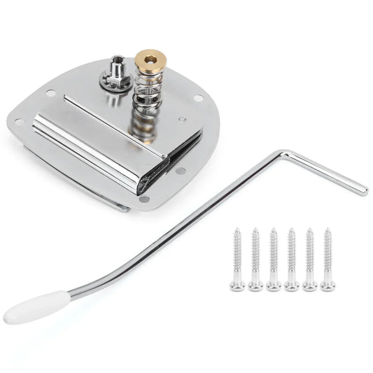 Chrome-finished electric guitar tremolo bridge with white plastic handle and brass tuning peg for jazzmaster electric guitar metal accessories