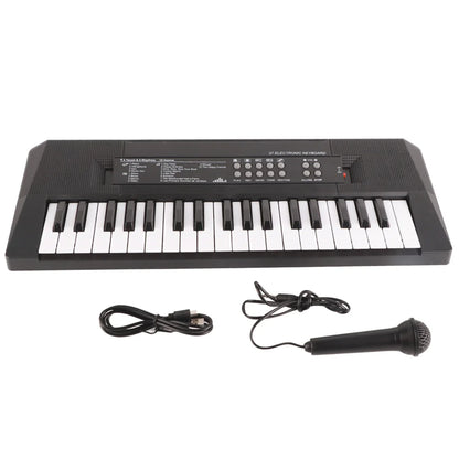 Black 37-key electric keyboard piano with microphone recording function and speaker for key piano children’s musical instrument use