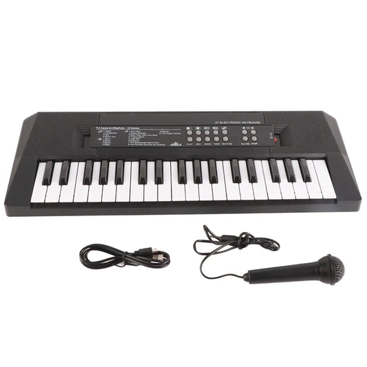 Black 37-key electronic keyboard with microphone recording function usb cable for key piano children’s musical instrument