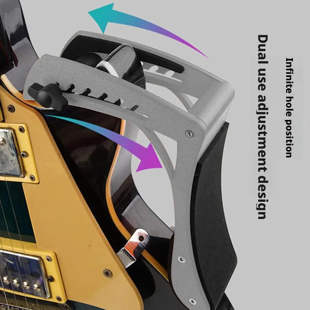 Gray and black adjustable guitar leg rest for electric wood guitar with dual-use infinite hole positioning labor-saving design